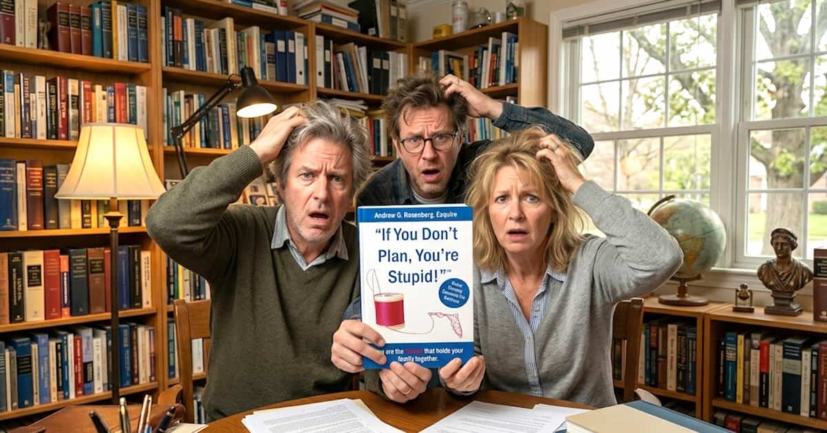 Three people scratching head looking at If You Don't Plan, You're Stupid book